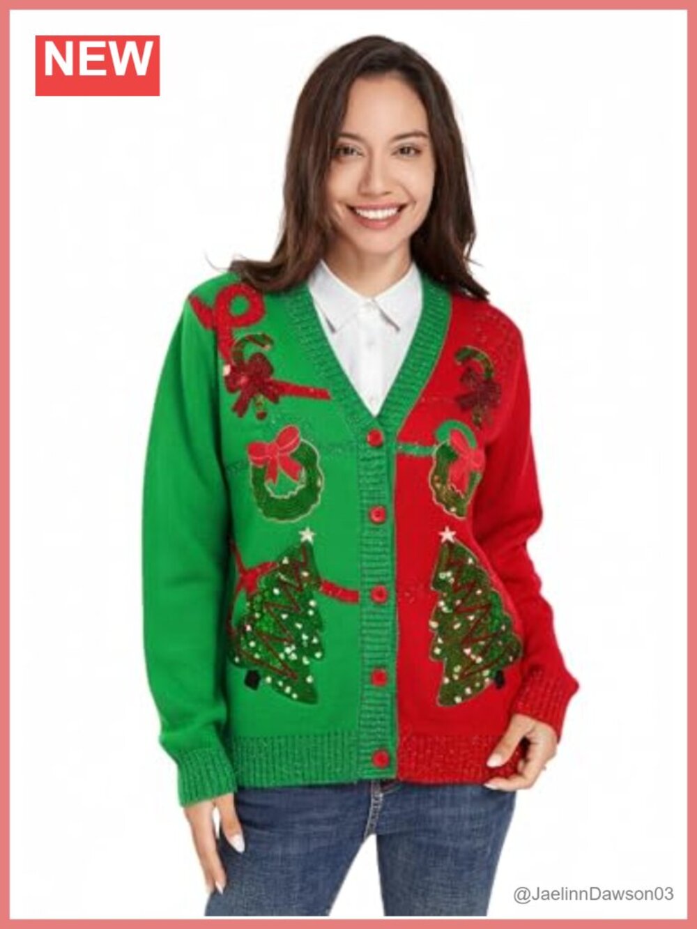 Ugly Christmas Cardigan Button Up Novelty Holiday Sweater